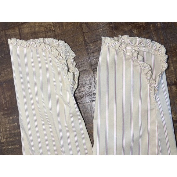 BCBG MaxAzria Womens Blouse Top Tan Stripes Ruffle Sleeve Edge Shirt Size 10 - Picture 4 of 13
